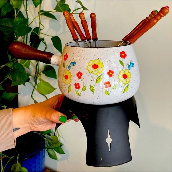 🌼vintage floral fondue set - Picture 1 of 14